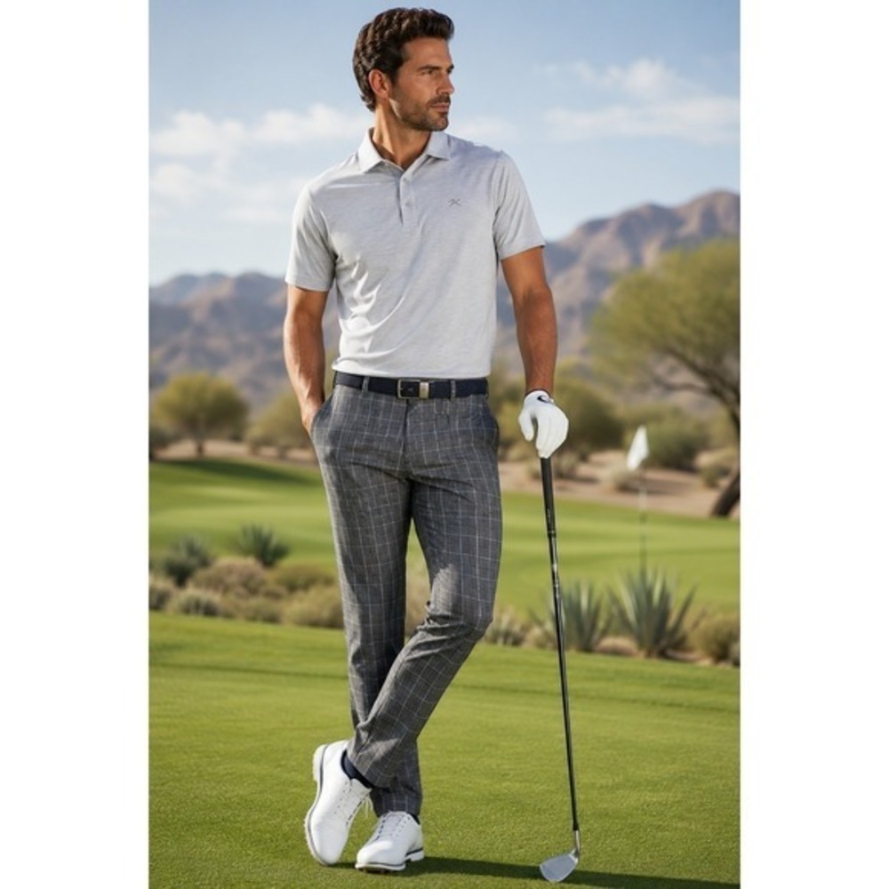 KJUS Ike Golf Pants Mens 30x32 Gray Plaid Stretch Water Resistant NWT